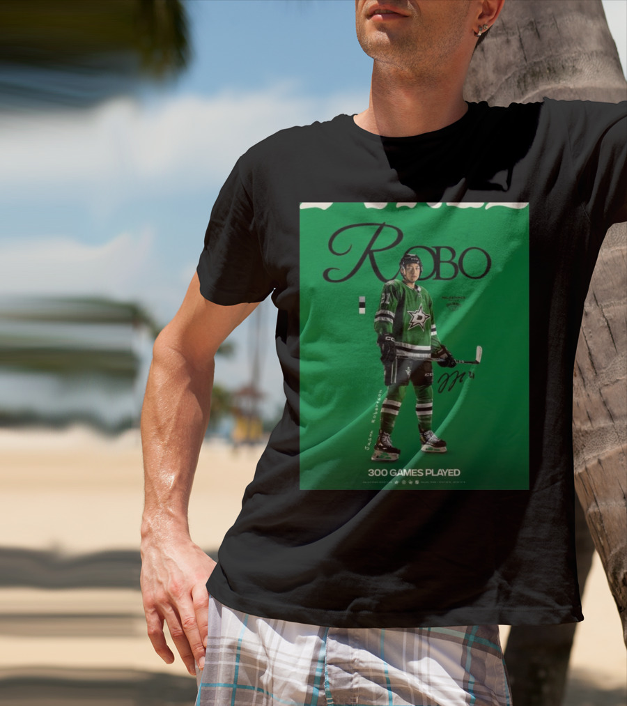 Dallas Stars Robo Jason Robertson 300 Games Played NHL T-Shirt