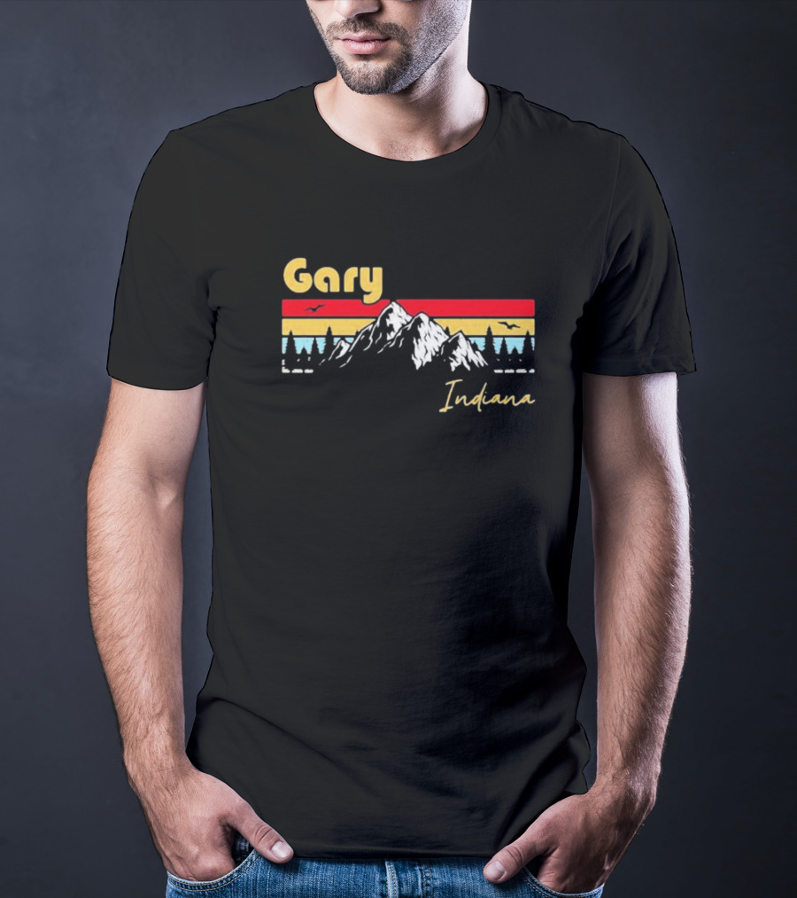 Joseph Spooky Pete Gary Indiana Retro Hometown Roots Mountain Sunset T-Shirt
