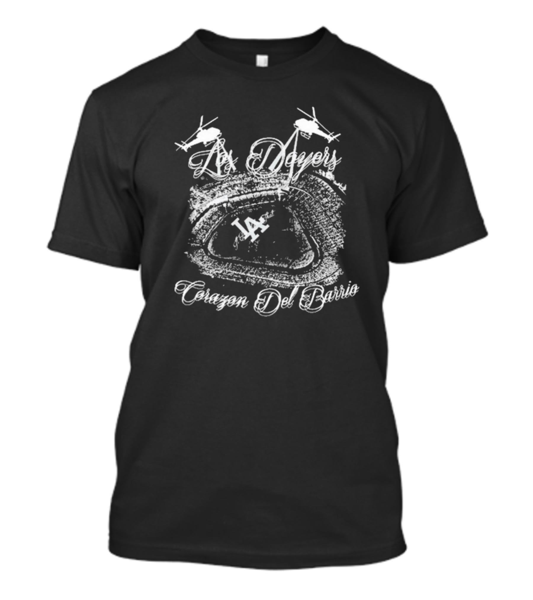 Los Dodgers Corazon Del Barrio LA Stadium Helicopters T-Shirt