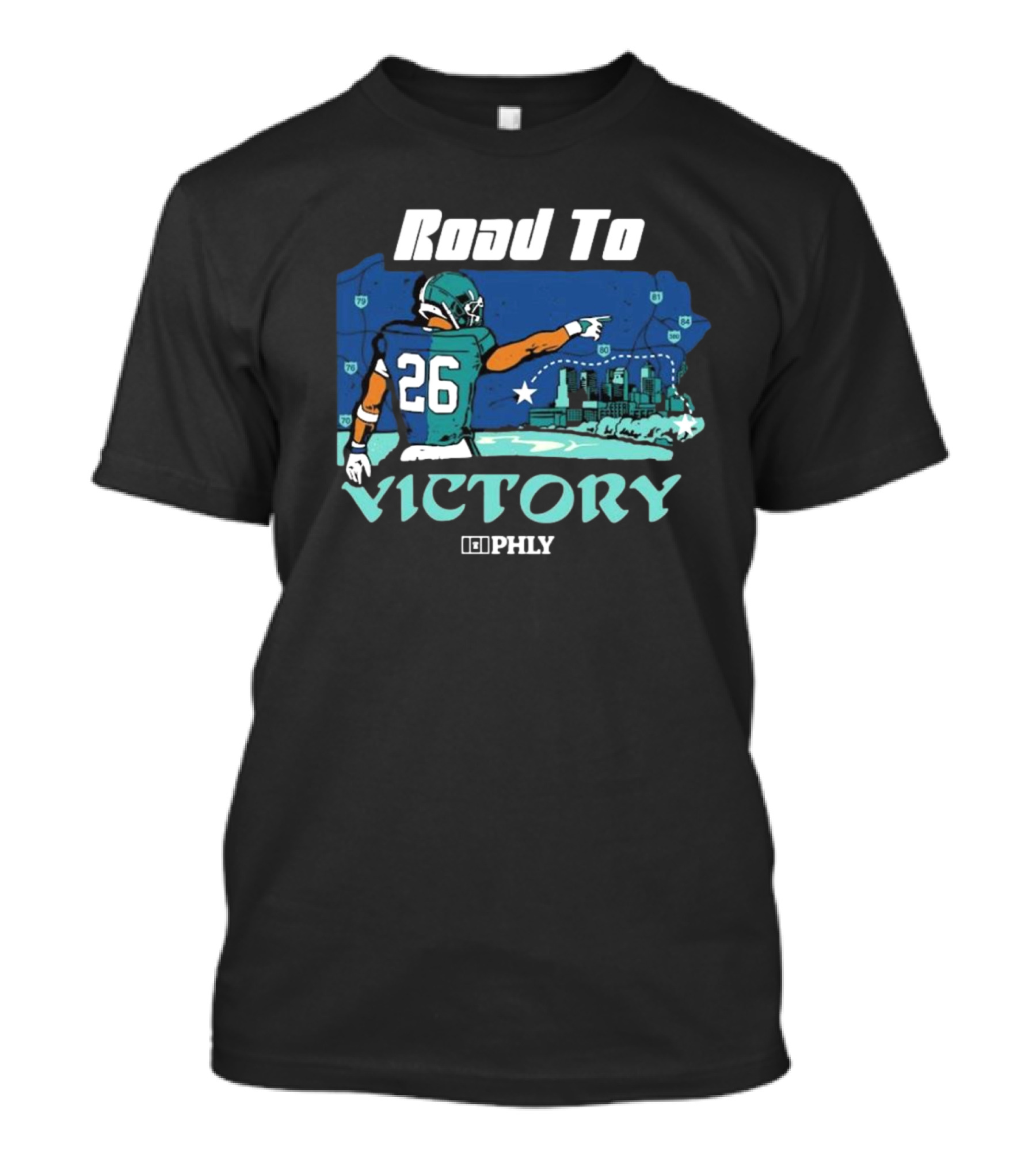 Philadelphia Eagles Road To Victory Saquon Barkley PHLY NFL T-Shirt