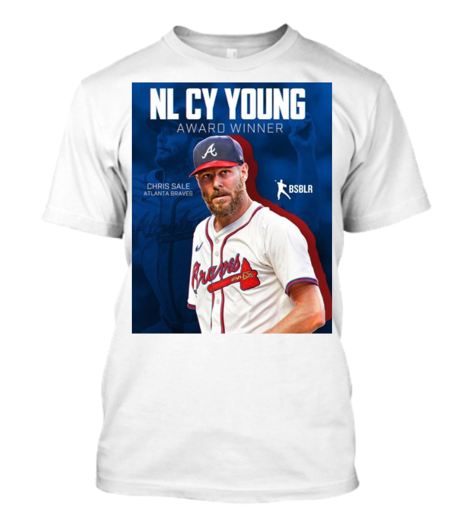 NL Cy Young Award Winner Chris Sale Atlanta Braves BSBLR T-Shirt