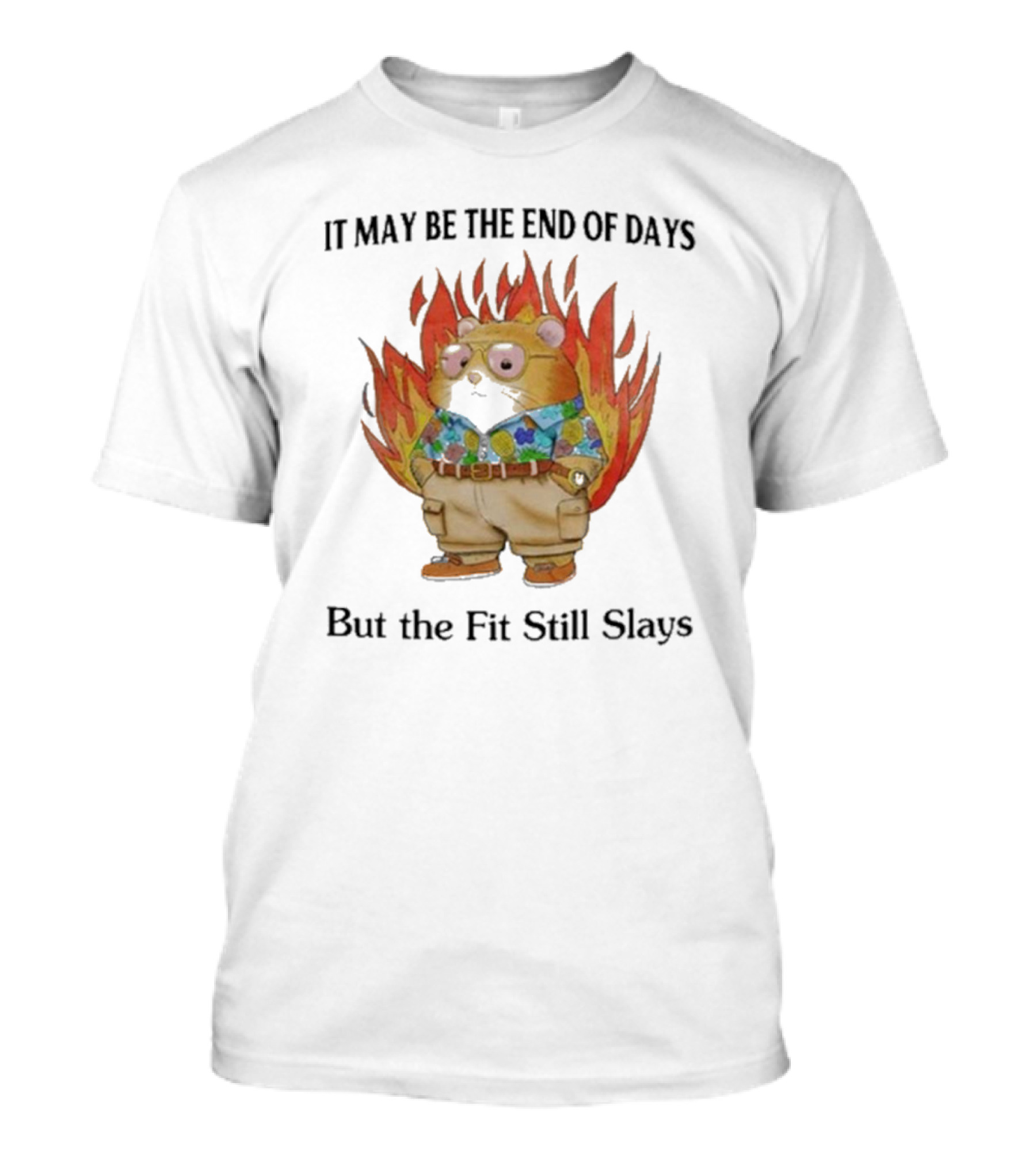 Jmcgg It May Be The End Of Days But The Fit Still Slays Hamster In Fire With Stylish T-Shirt