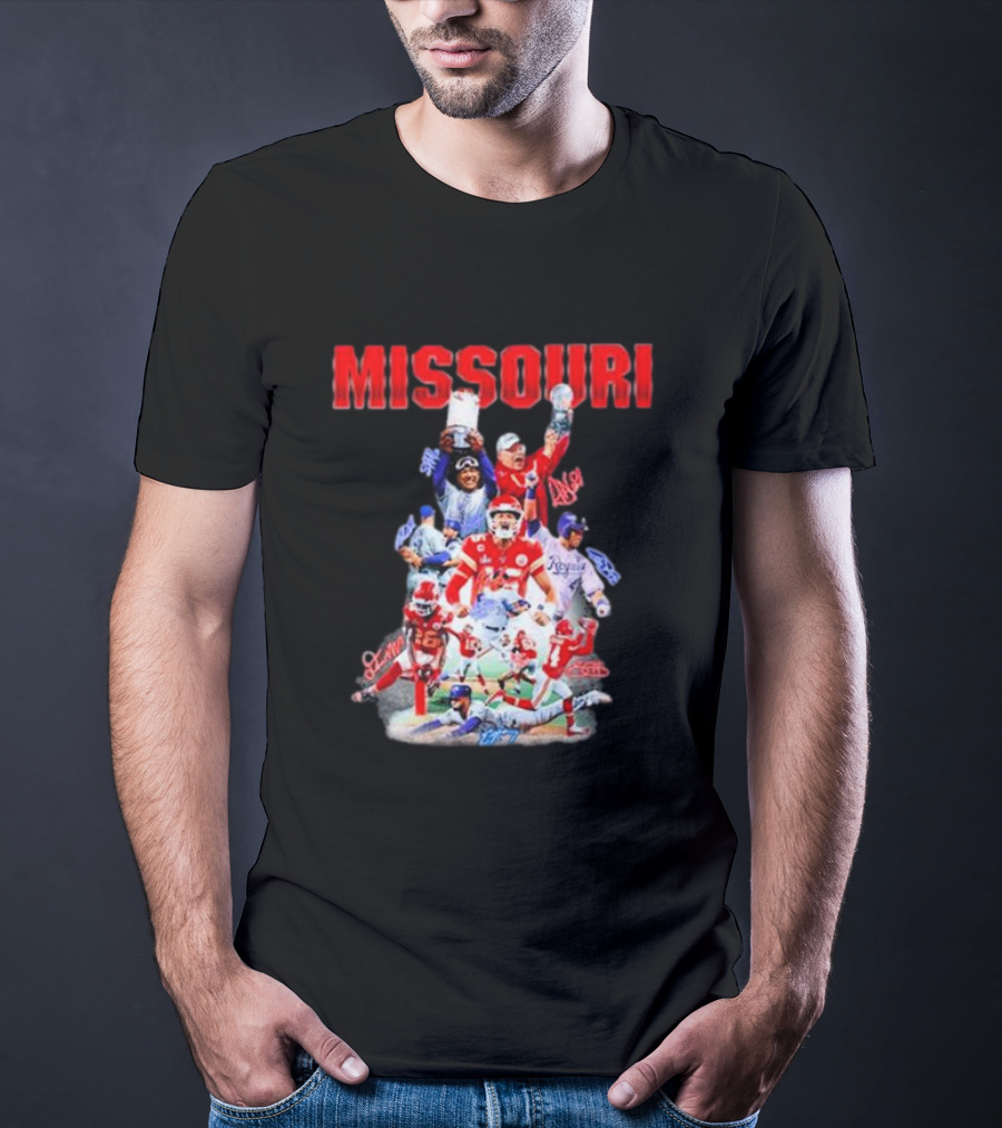 Missouri Chiefs Royals Cardinals Players Signatures T-Shirt