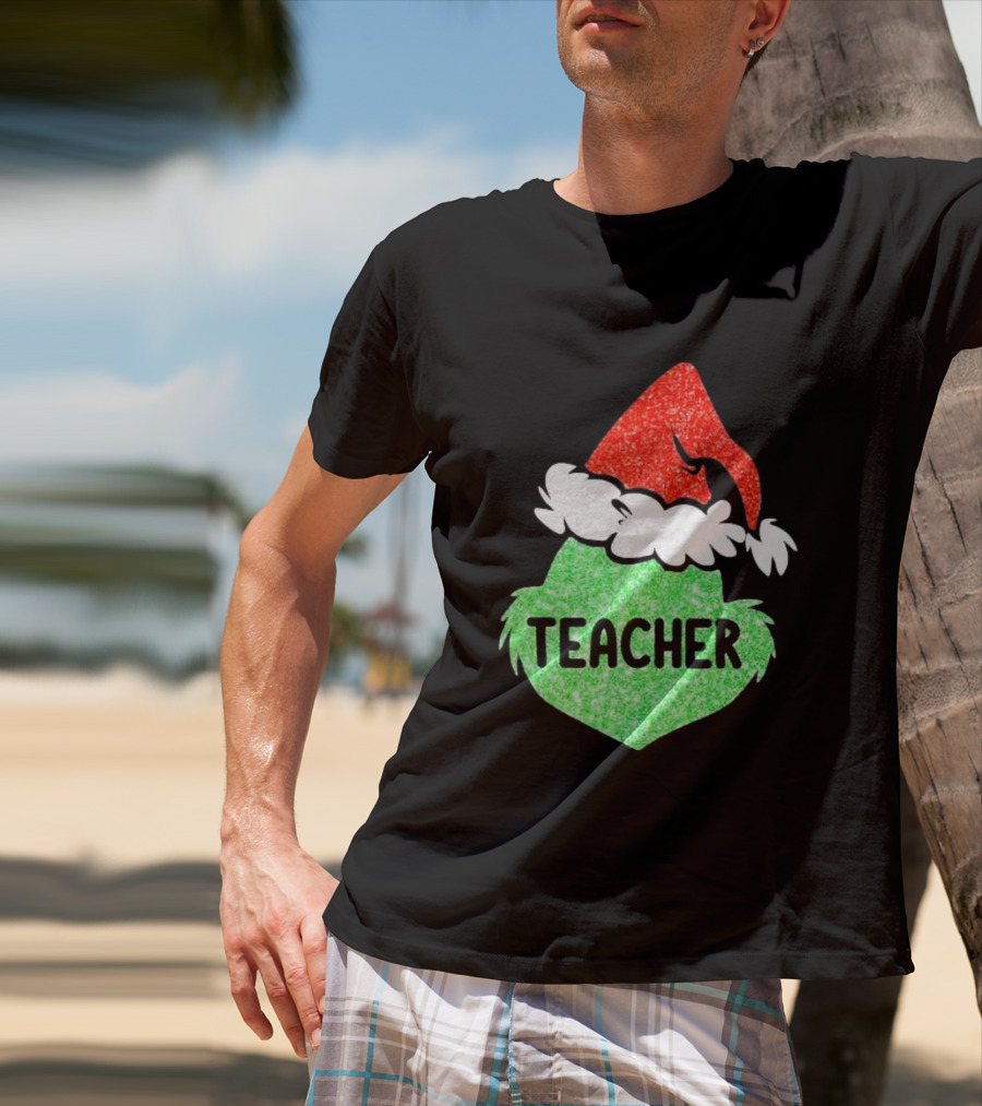 Santa Grinch Hat Teacher Christmas Holiday T-Shirt