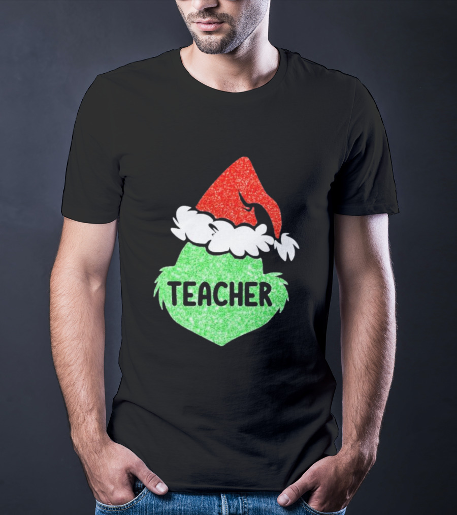 Santa Grinch Hat Teacher Christmas Holiday T-Shirt