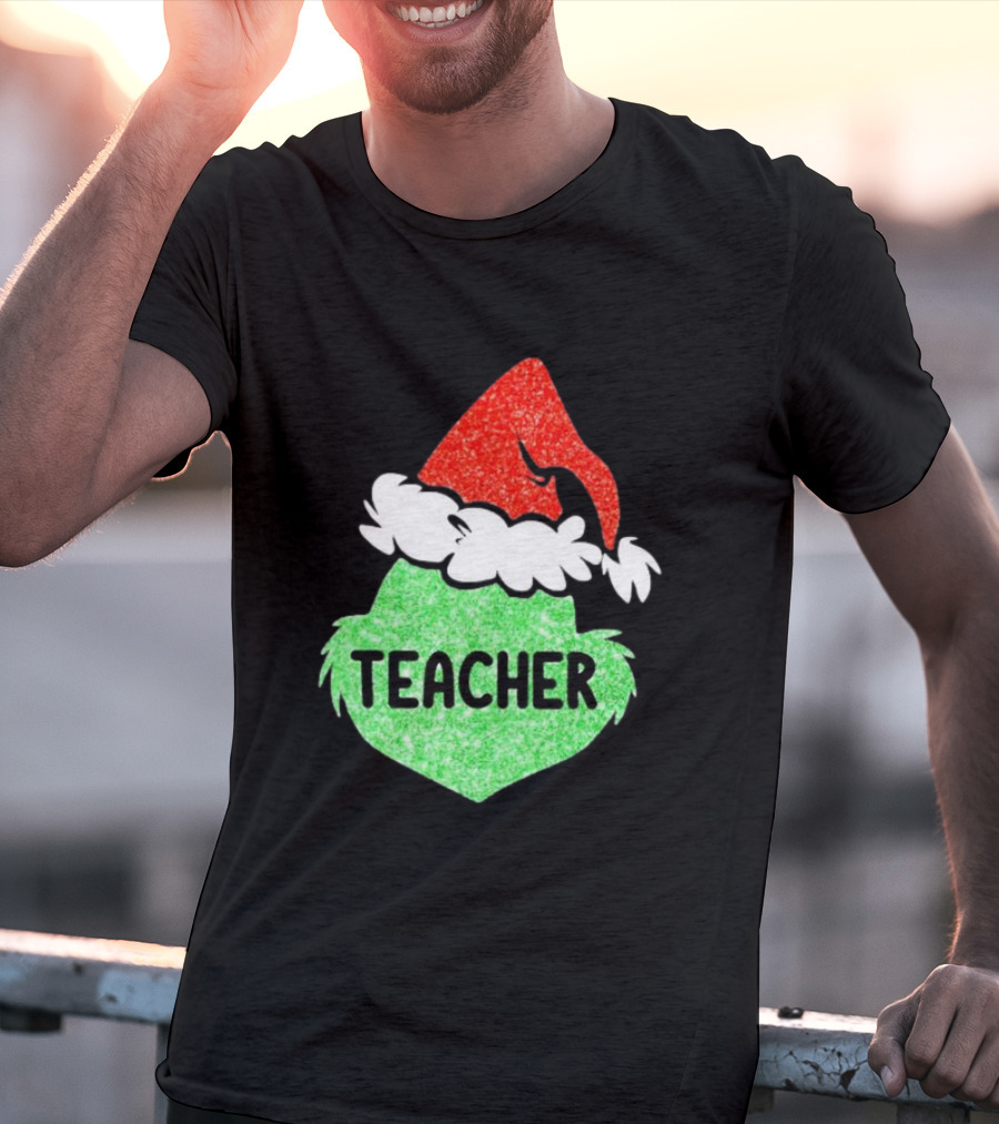 Santa Grinch Hat Teacher Christmas Holiday T-Shirt