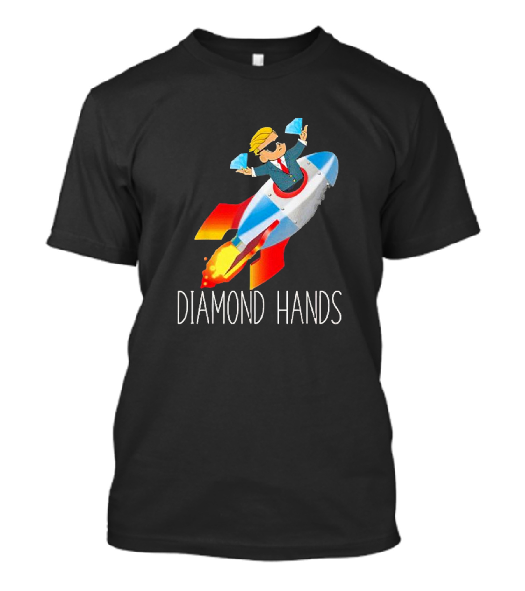 WallStreetBets WSB Diamond Hands Rocket Ship To The Moon T-Shirt