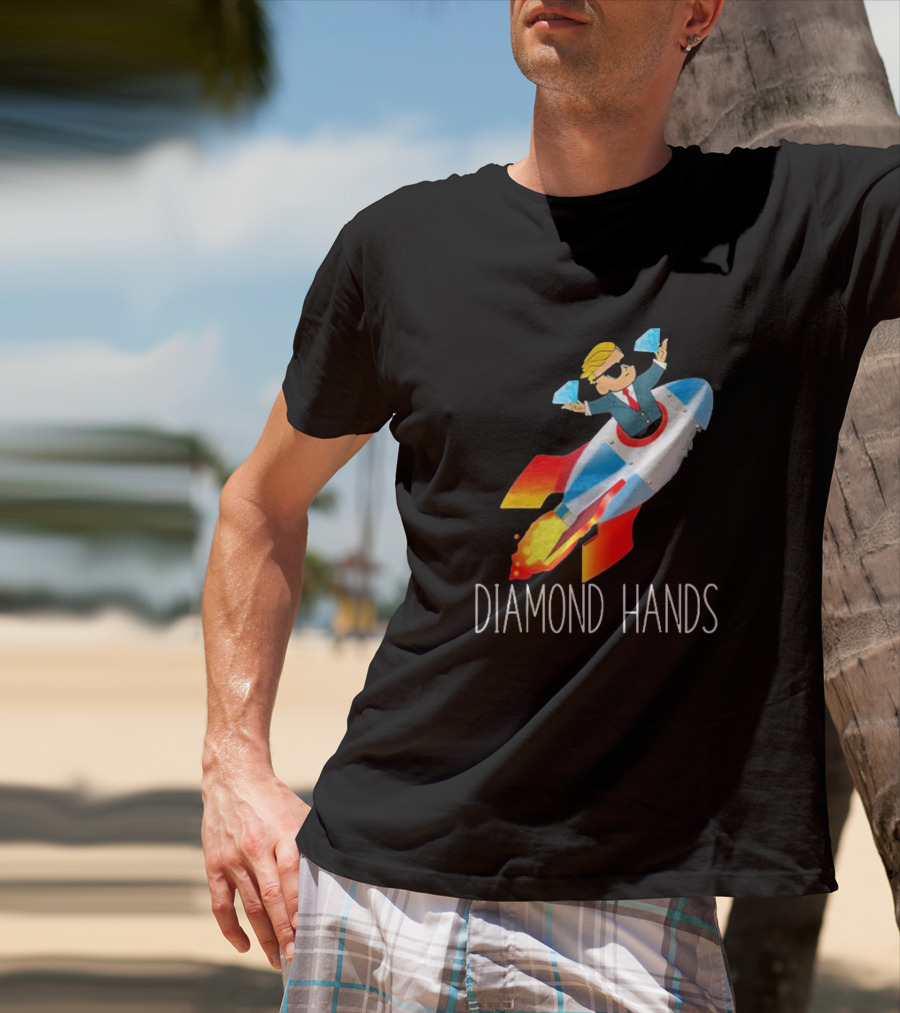 WallStreetBets WSB Diamond Hands Rocket Ship To The Moon T-Shirt