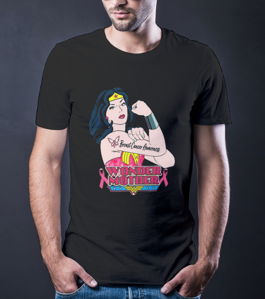 Wonder Woman Breast Cancer Awareness Wonder Mother Pink T-Shirt