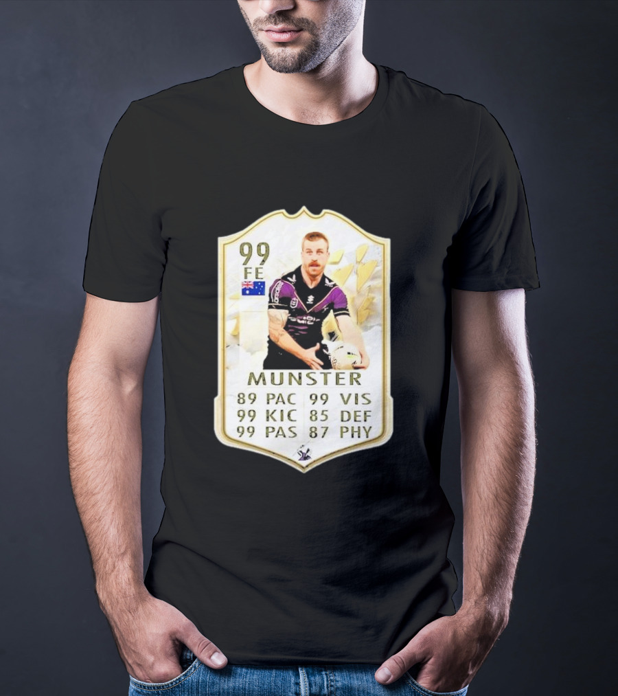 Melbourne Storm Cameron Munster Sports Card PAC VIS KIC DEF PAS PHY T-Shirt