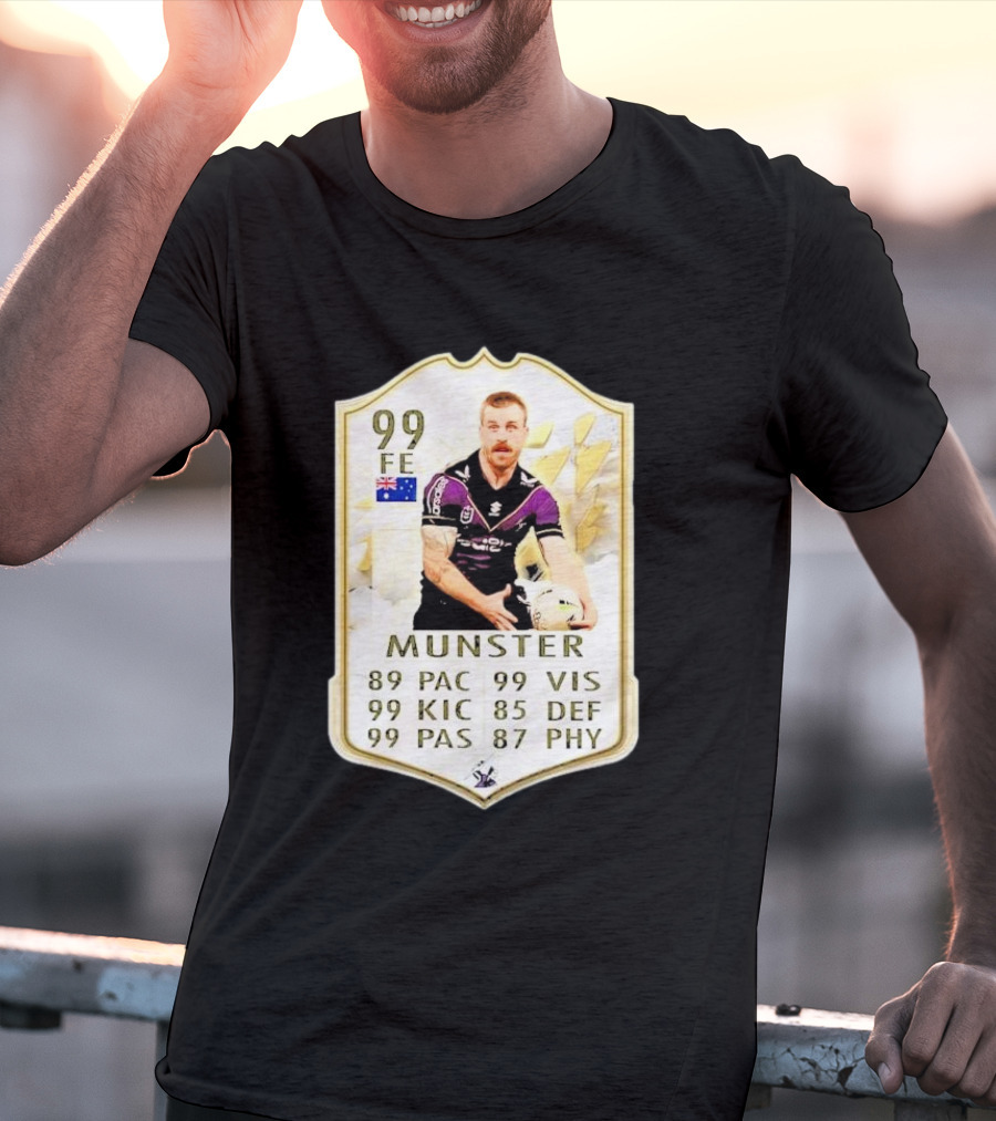 Melbourne Storm Cameron Munster Sports Card PAC VIS KIC DEF PAS PHY T-Shirt