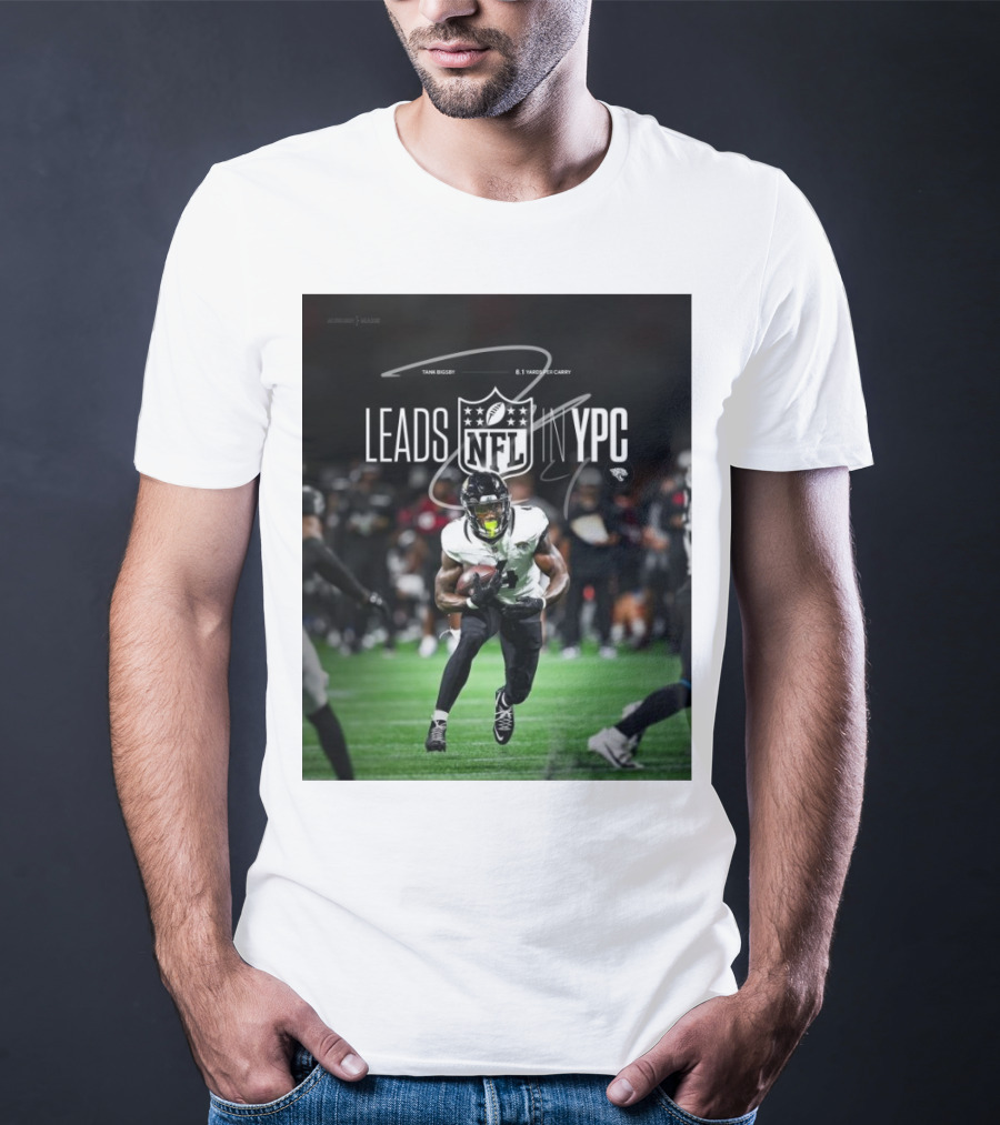 Tank Bigsby Jacksonville Jaguars NFL Leads YPC Signature Football Action T-Shirt