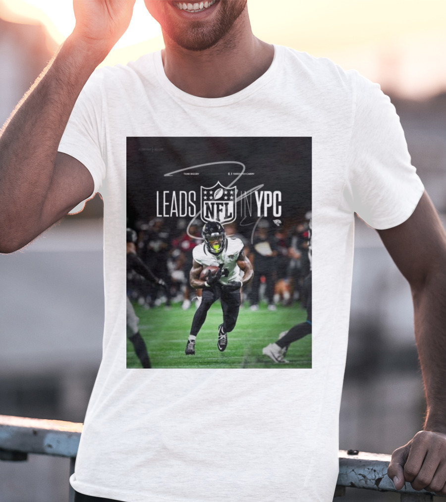 Tank Bigsby Jacksonville Jaguars NFL Leads YPC Signature Football Action T-Shirt