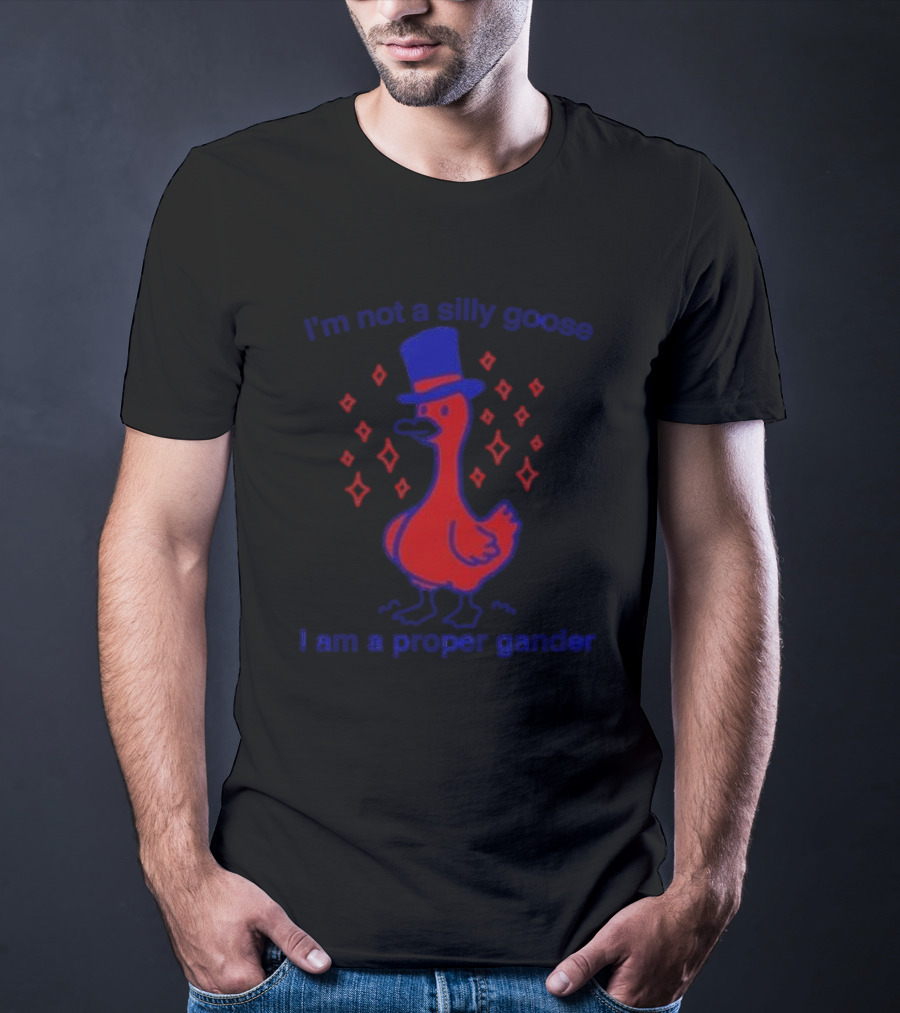 I’m Not A Silly Goose I Am A Proper Gander Top Hat Red Goose With Diamonds T-Shirt