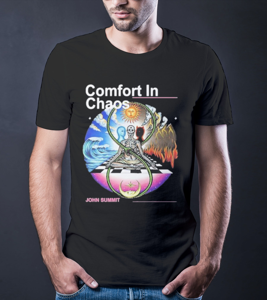 Comfort In Chaos John Summit The Good And The Evil Sun Moon Skeleton T-Shirt
