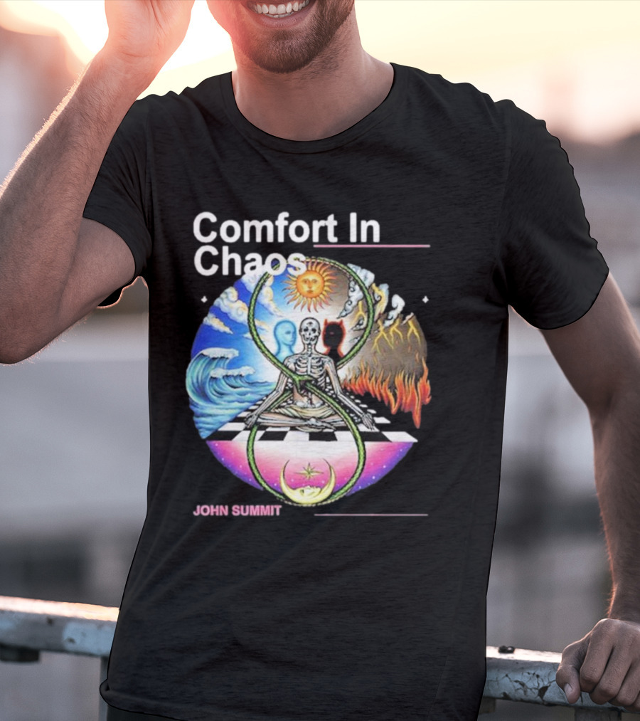 Comfort In Chaos John Summit The Good And The Evil Sun Moon Skeleton T-Shirt