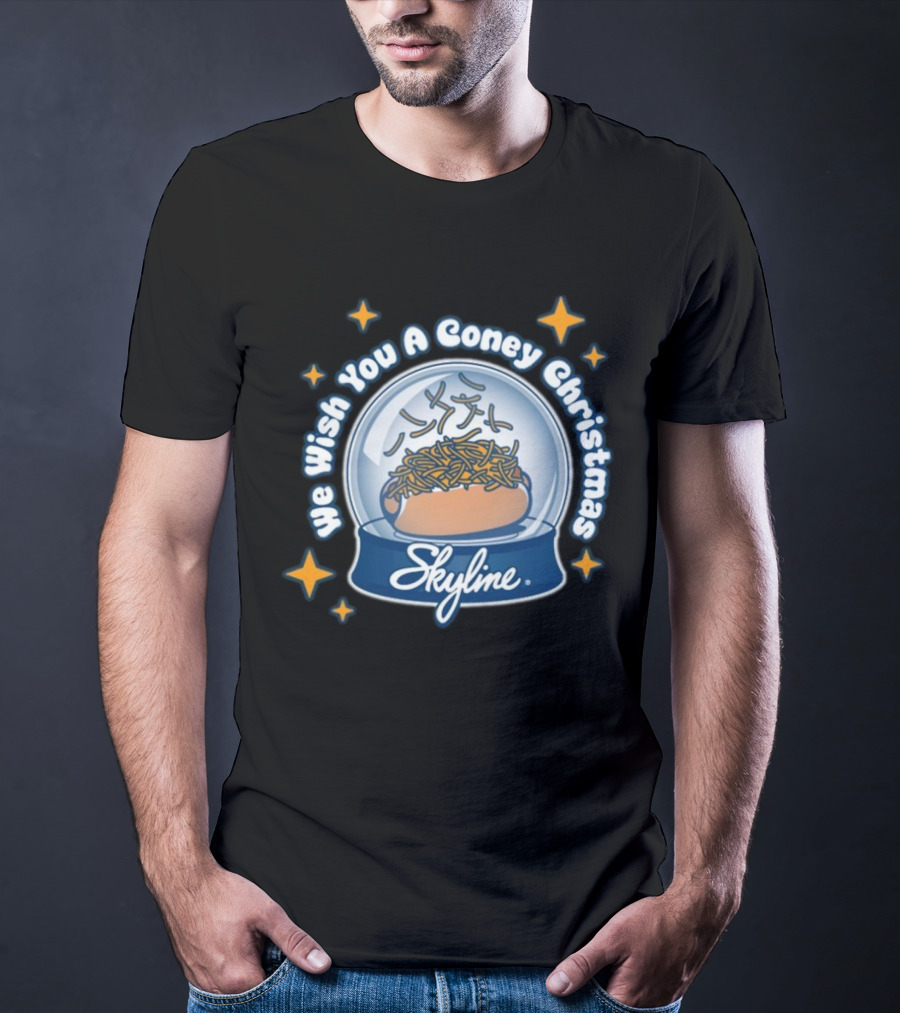 We Wish You A Coney Christmas Snow Globe Skyline Chili T-Shirt