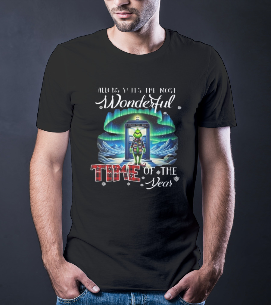 Allons-Y It’s The Most Wonderful Time Of The Year Grinch Police Box T-Shirt