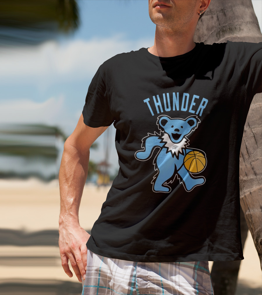 Oklahoma City Thunder Grateful Dead Dancing Bear Basketball T-Shirt