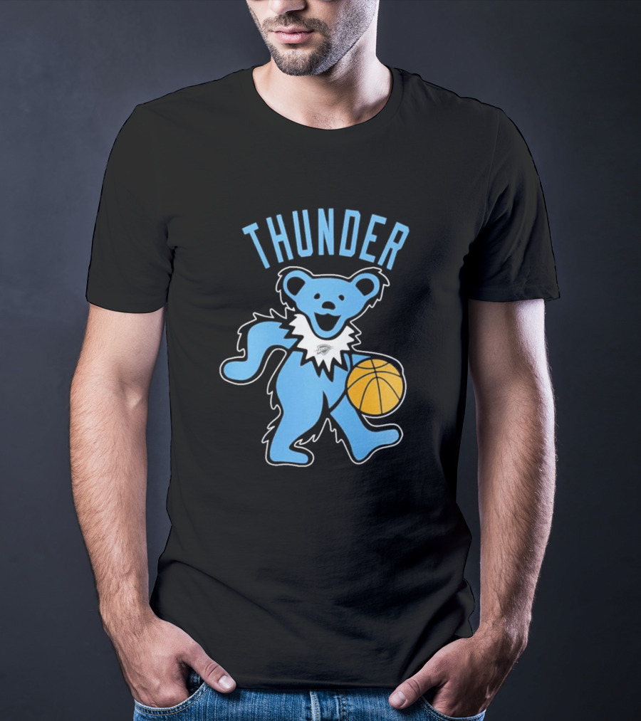 Oklahoma City Thunder Grateful Dead Dancing Bear Basketball T-Shirt