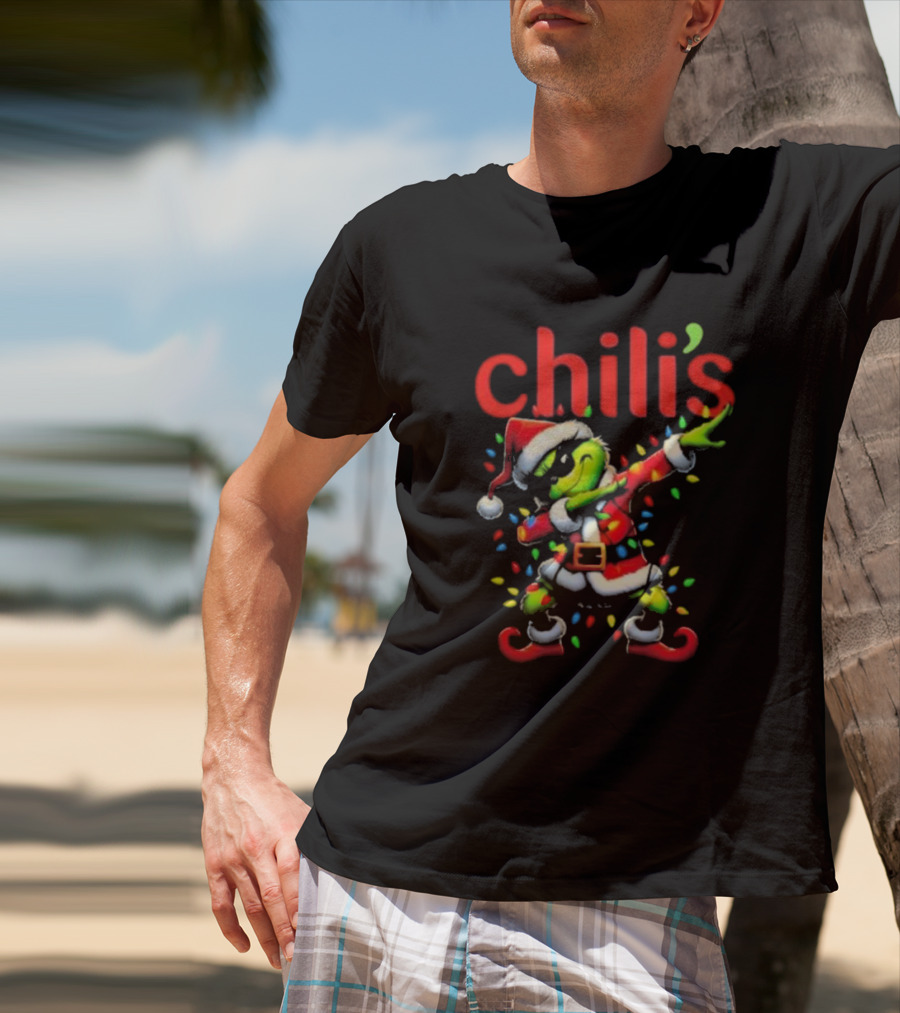 Chili's Santa Grinch Dabbing Merry Christmas T-Shirt