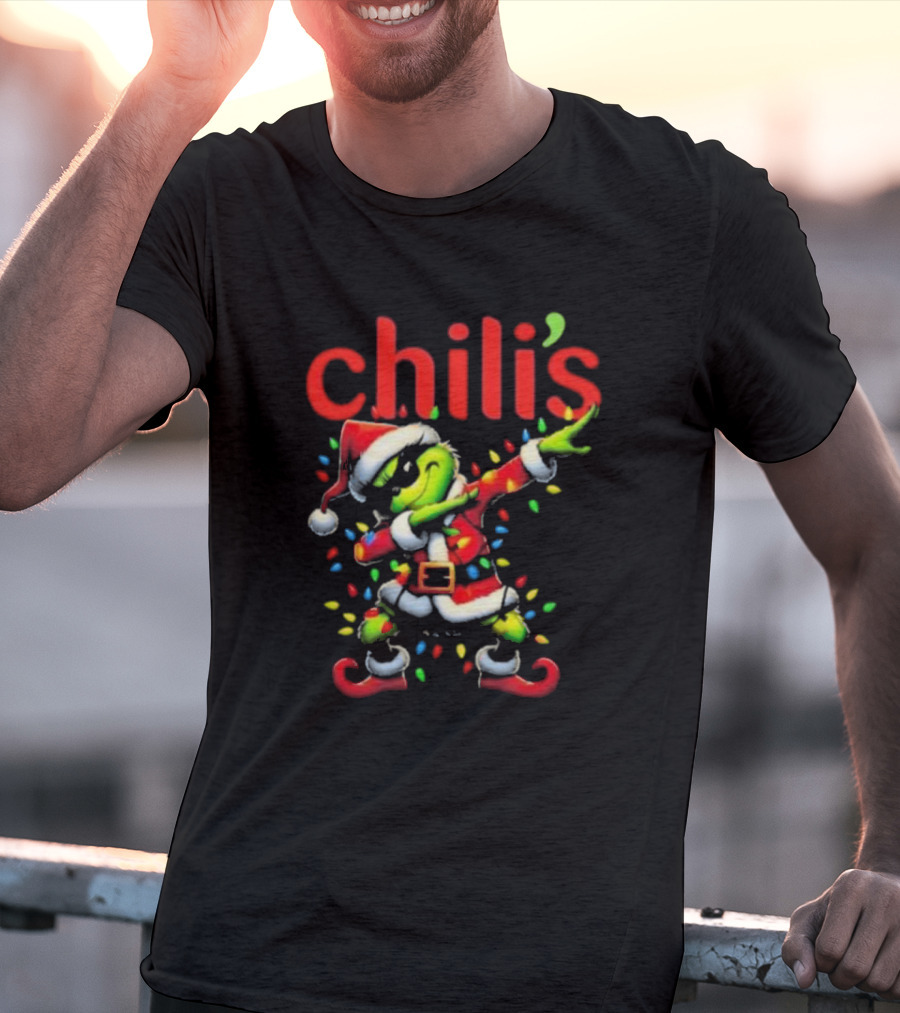 Chili's Santa Grinch Dabbing Merry Christmas T-Shirt