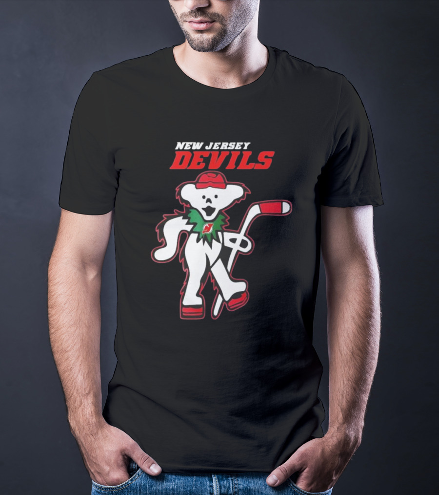 New Jersey Devils Hockey Grateful Dead Bear T-Shirt