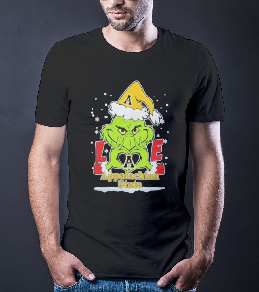 The Grinch Love Appalachian State Christmas Football T-Shirt