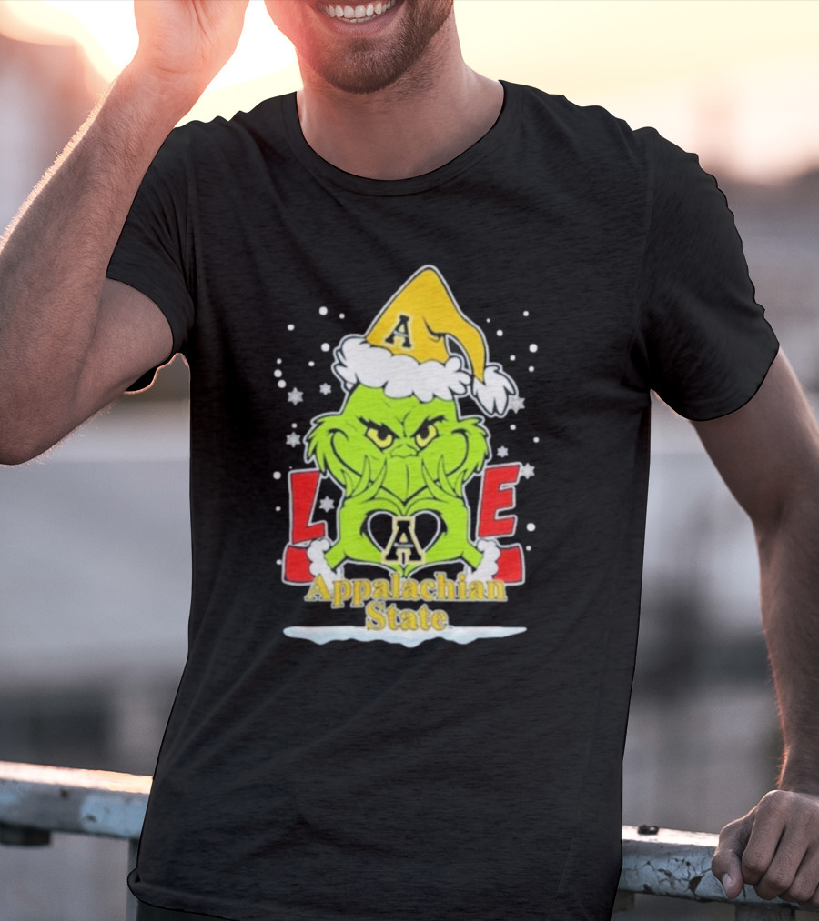 The Grinch Love Appalachian State Christmas Football T-Shirt