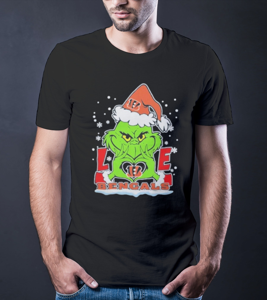 Grinch Love Cincinnati Bengals Christmas Football T-Shirt
