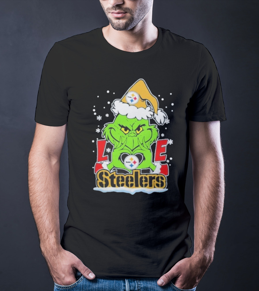 The Grinch Love Steelers Football Christmas T-Shirt