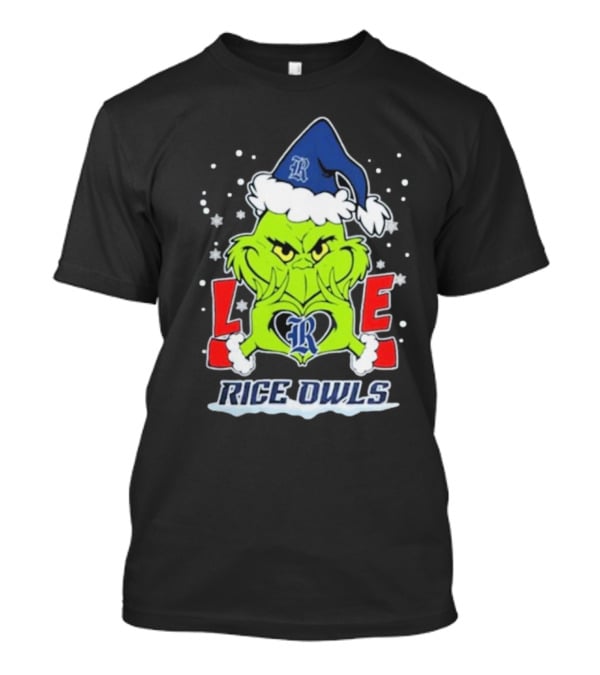 The Grinch Love Rice Owls Christmas Football T-Shirt
