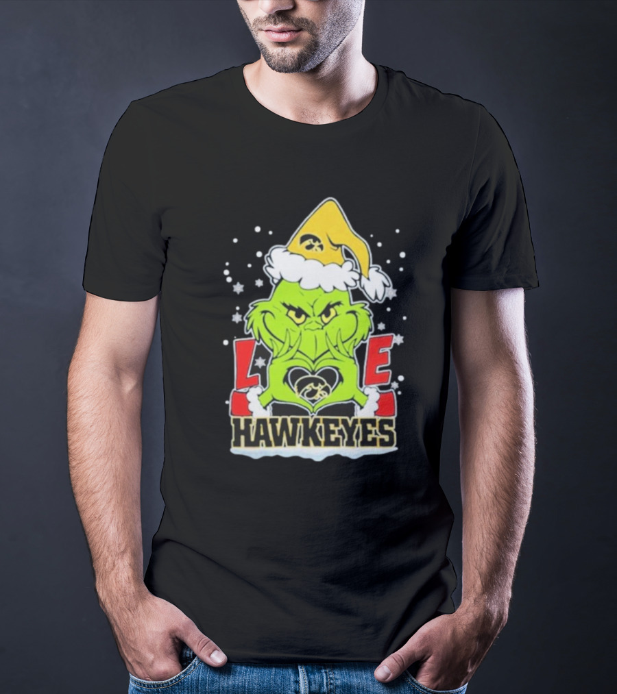 Grinch Love Hawkeyes Christmas Iowa Hawkeyes Football T-Shirt