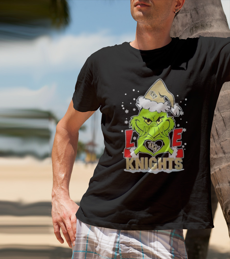 Grinch Love UCF Knights Christmas Football T-Shirt