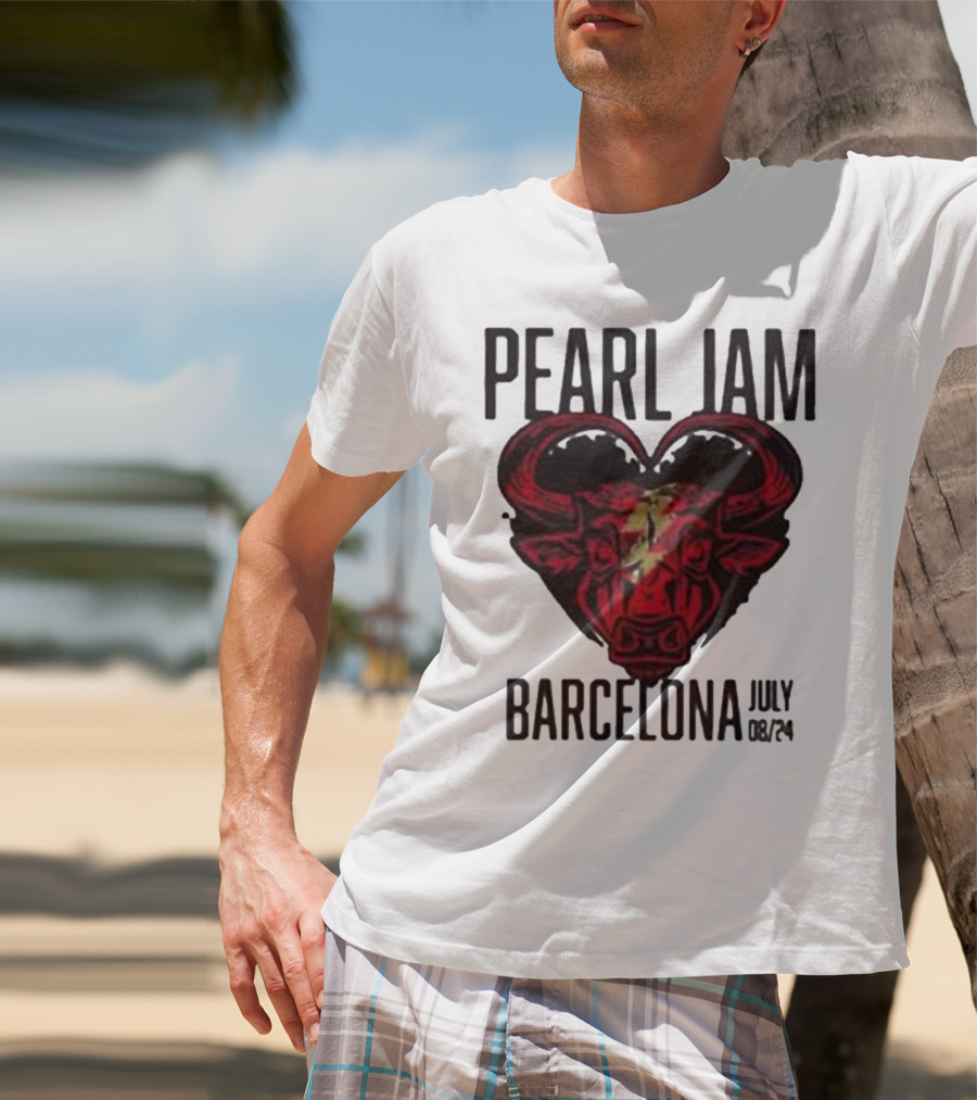 Pearl Jam Barcelona July 08/24 Bull Artwork Concert Event T-Shirt
