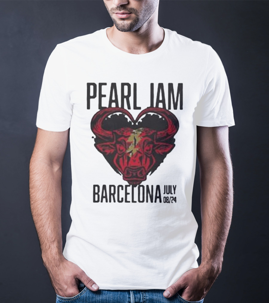 Pearl Jam Barcelona July 08/24 Bull Artwork Concert Event T-Shirt