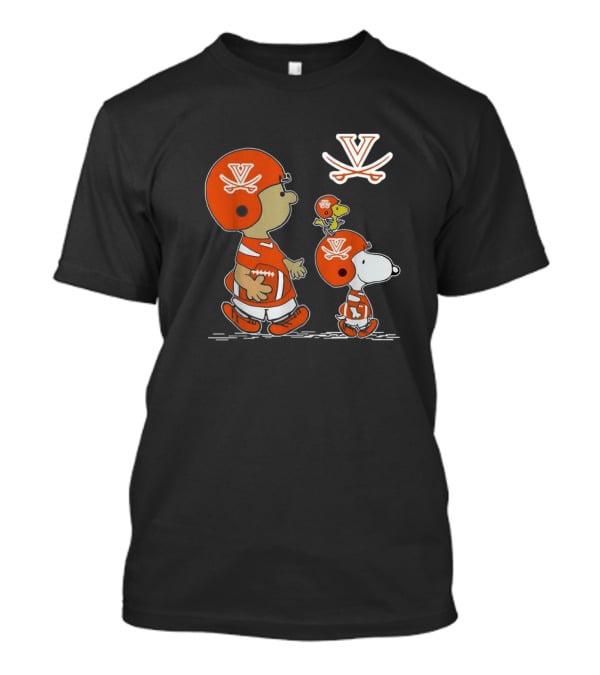 Charlie Brown Snoopy Woodstock Virginia Cavaliers Football T-Shirt