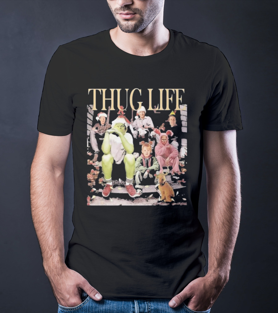 THUG LIFE Merry Christmas Grinch And Holiday Movie Icons T-Shirt