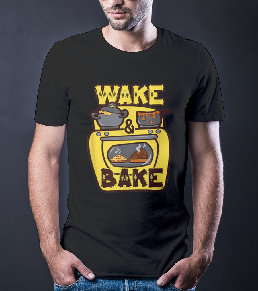 Wake Bake Thanksgiving Turkey Feast Meal Dinner Chef Funny Cooking T-Shirt