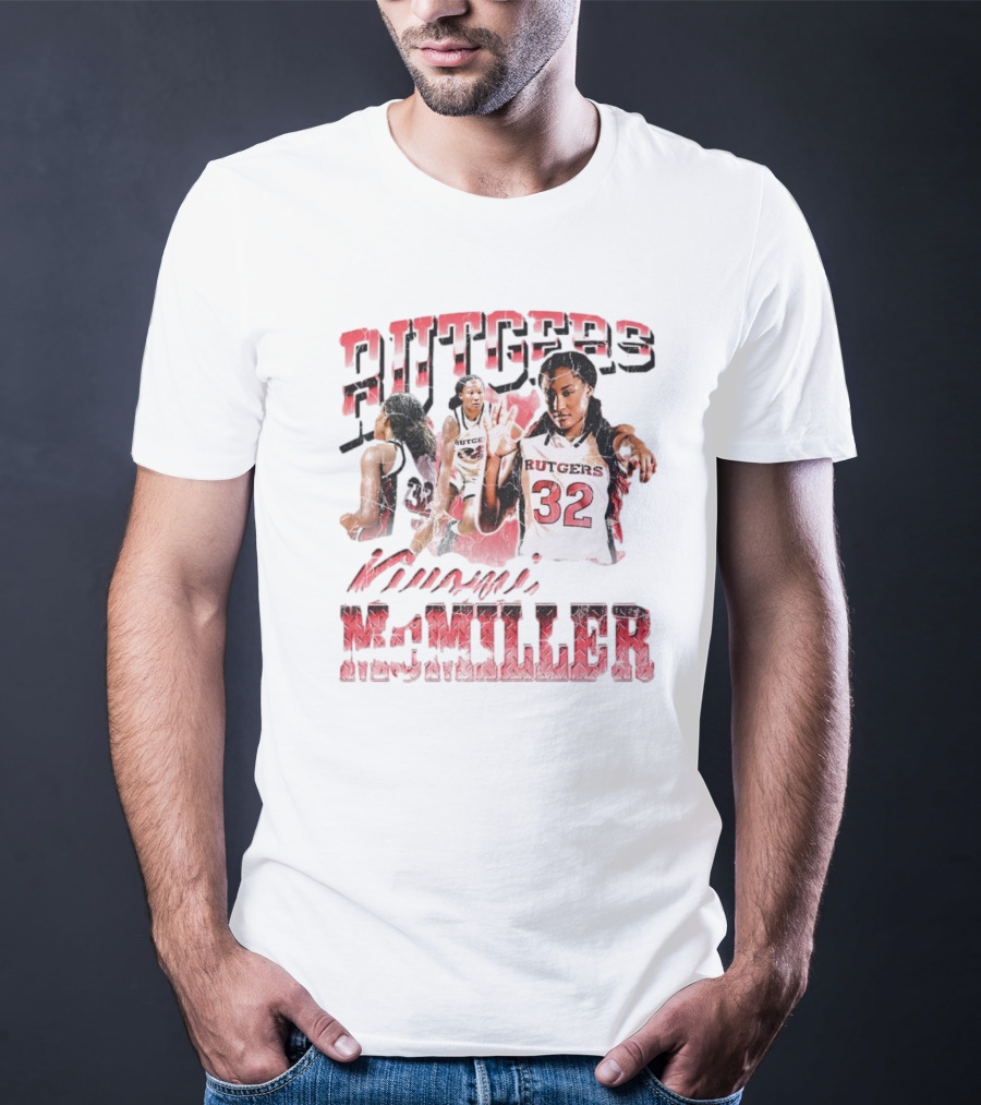 Rutgers Scarlet Knights Kiyomi McMiller 90s Retro Basketball Action 32 T-Shirt