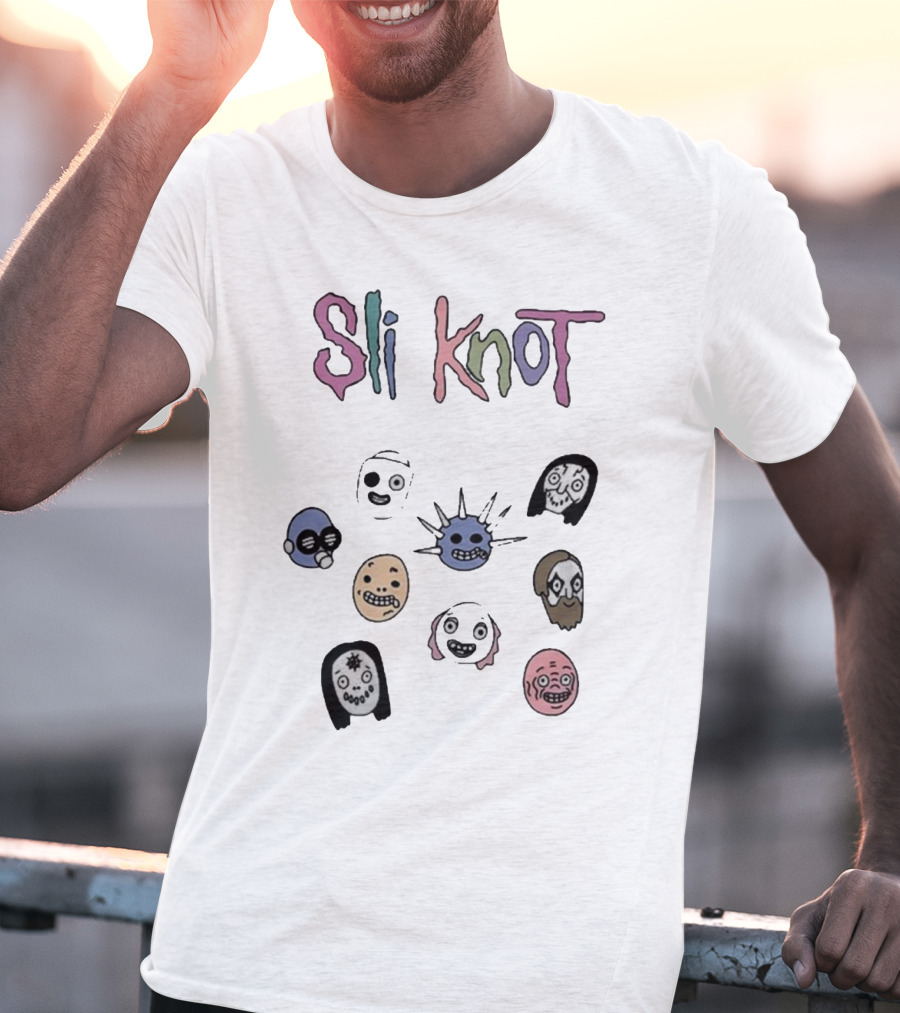 Sli Knot Cartoon Faces Collection From Custer T-Shirt