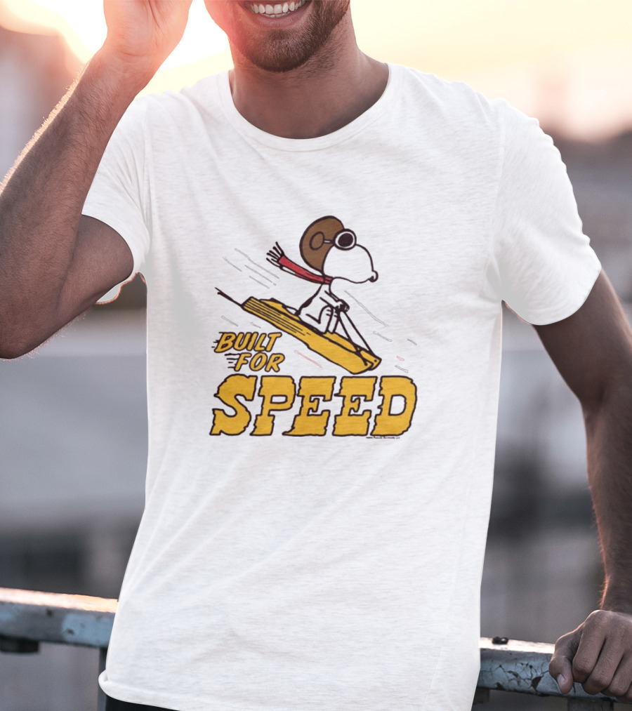 Peanuts Snoopy Built For Speed Skiing Adventure T-Shirt