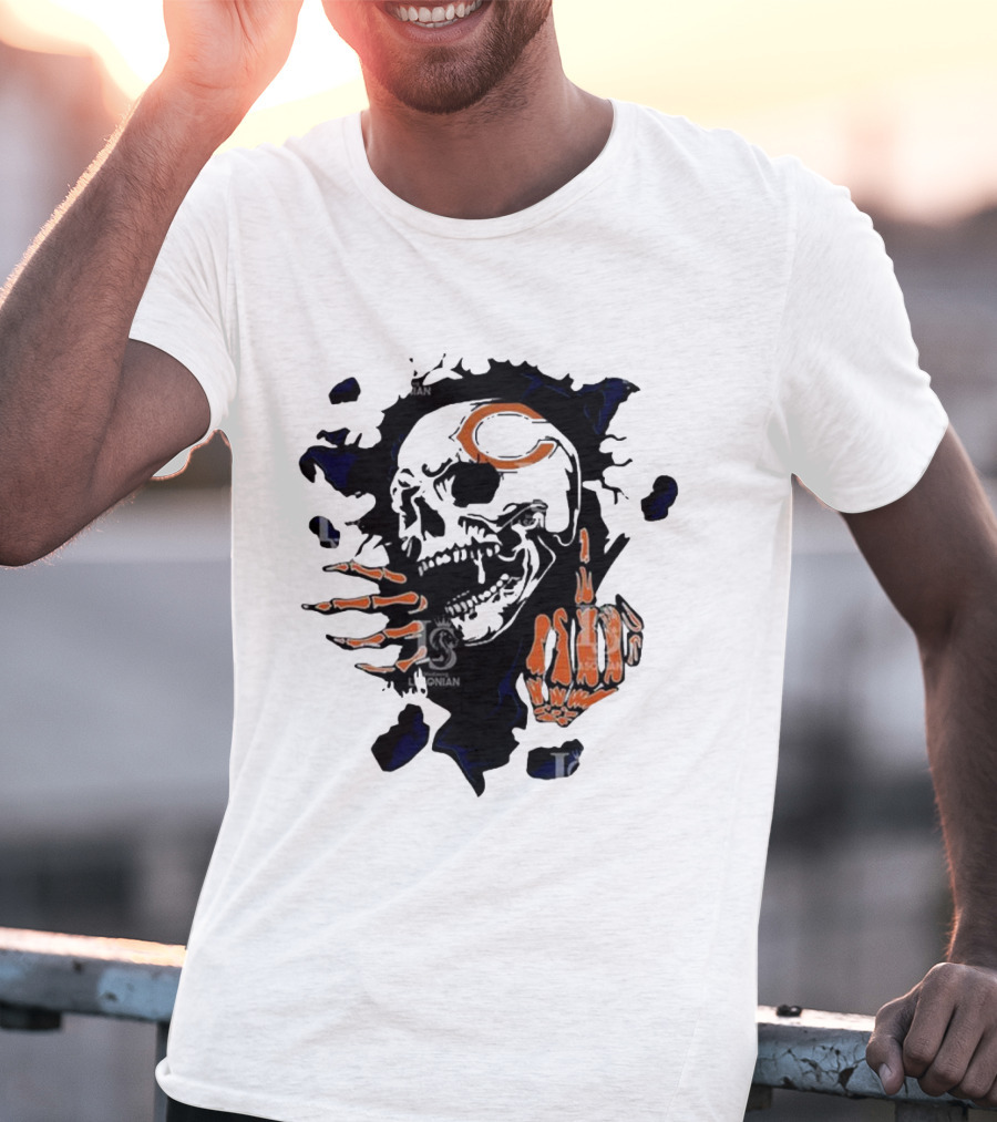 Chicago Bears Skull Middle Finger Logo T-Shirt