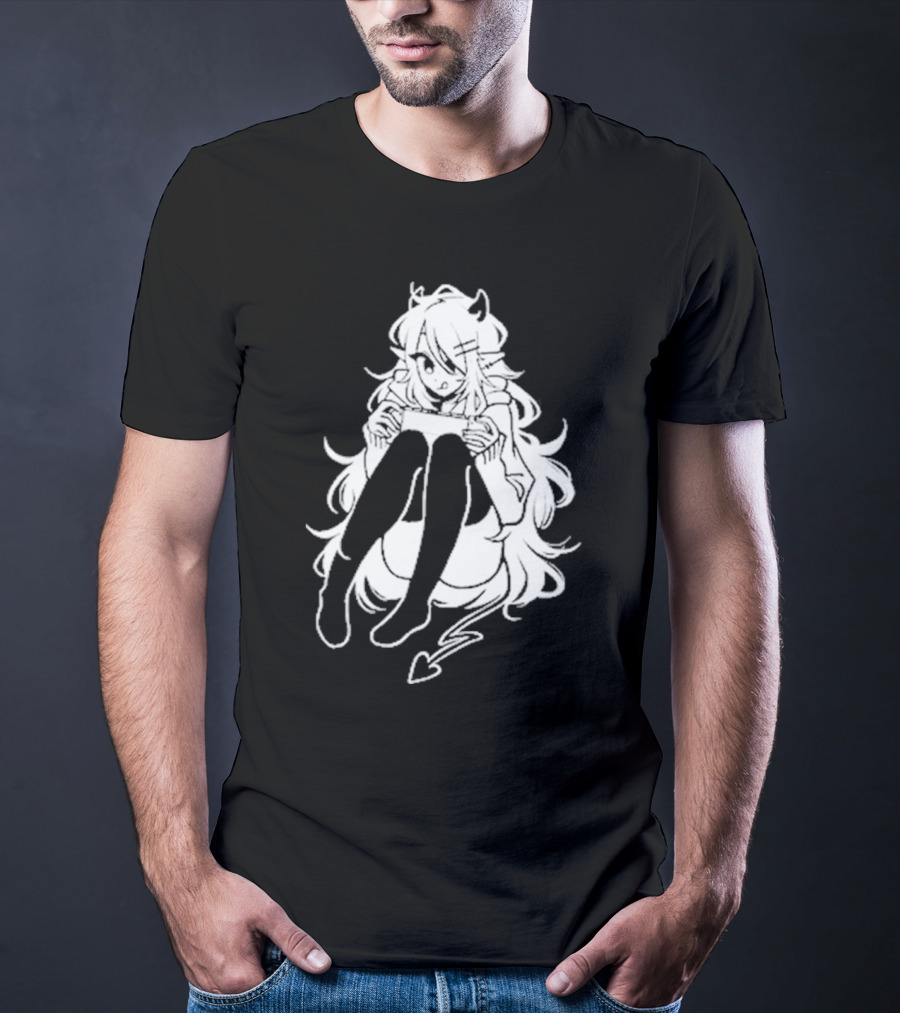 Meg Maybe Idk Anime Demon Girl Sitting With Heart Tail T-Shirt