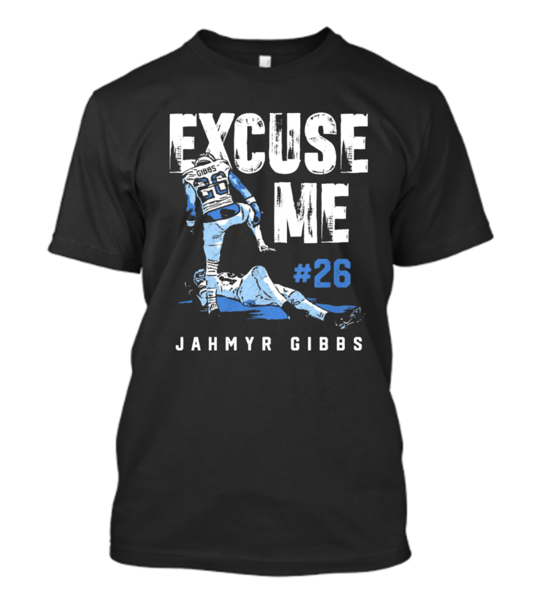 Jahmyr Gibbs #26 Excuse Me Detroit Lions NFL T-Shirt