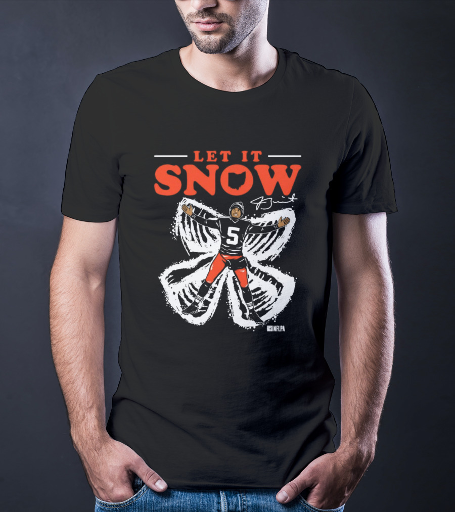 Let It Snow NFLPA Signature Snow Angel Number 5 T-Shirt