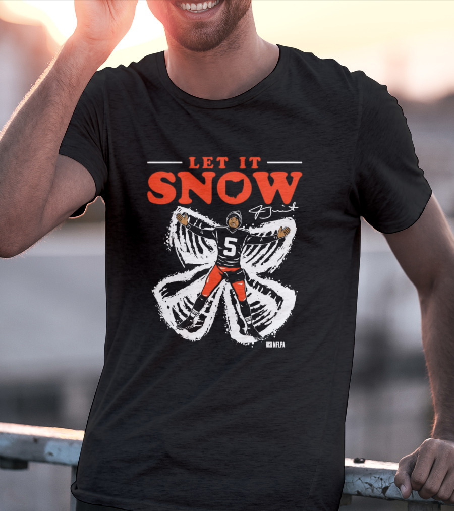 Let It Snow NFLPA Signature Snow Angel Number 5 T-Shirt