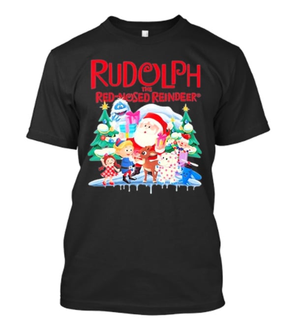 Rudolph The Red-Nosed Reindeer Christmas Santa And Friends Scene T-Shirt