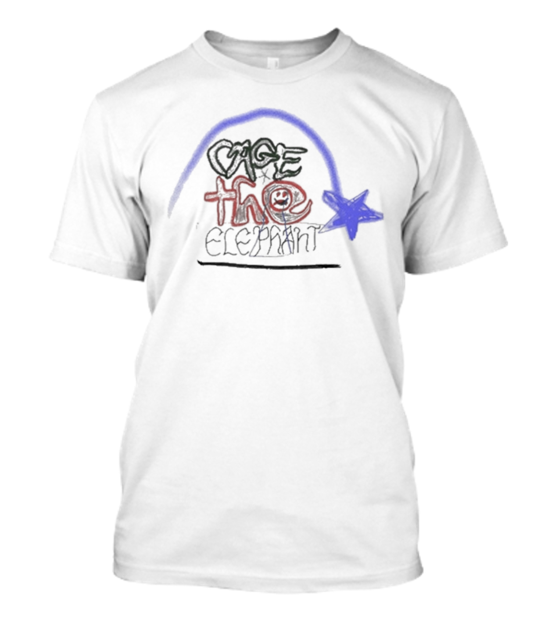 Cage The Elephant Doodle Star Blue Arch Smiley Face T-Shirt