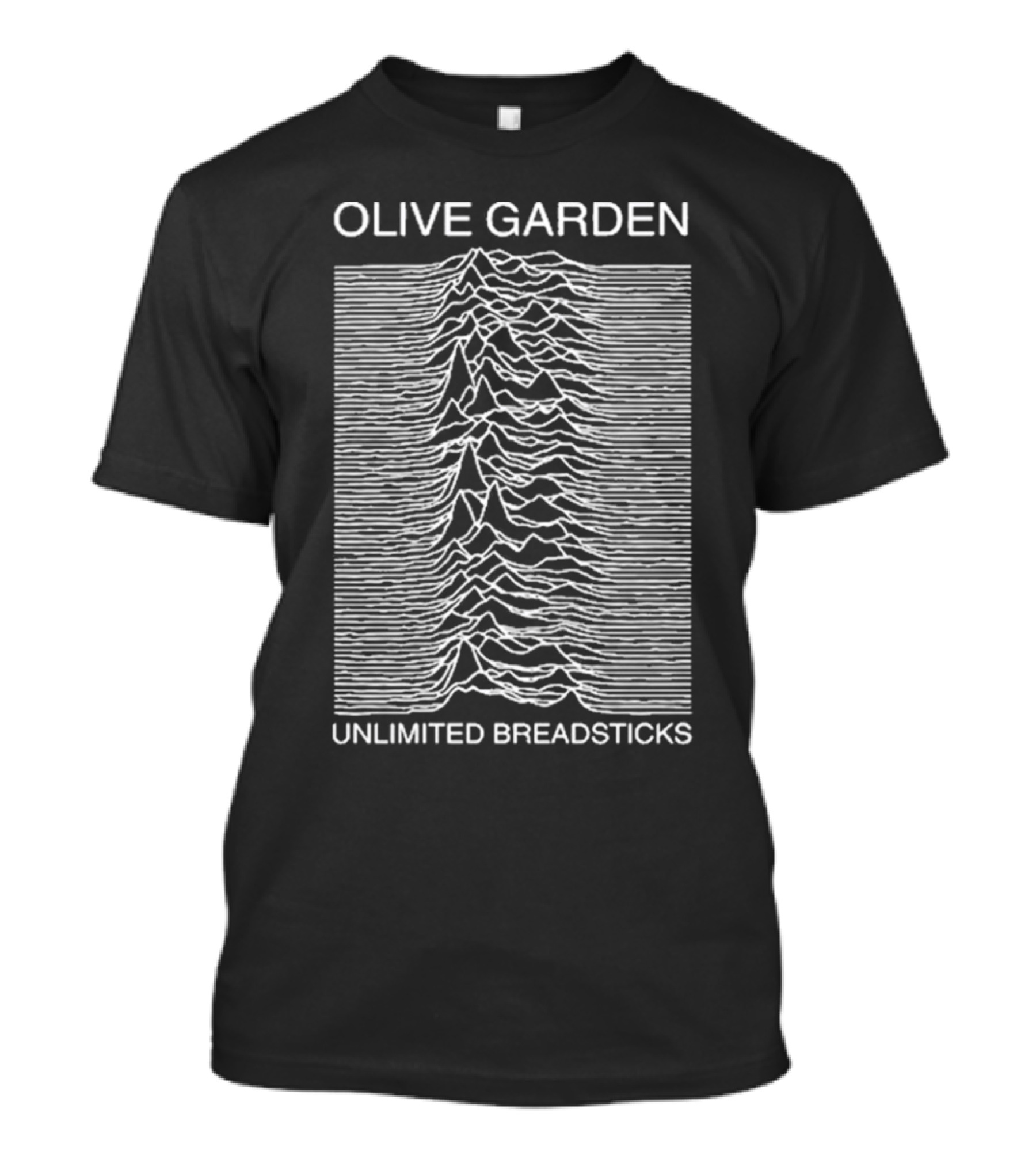 Olive Garden Unlimited Breadsticks Graphics Fakehandshake Joy Division Unknown Pleasures Lines T-Shirt